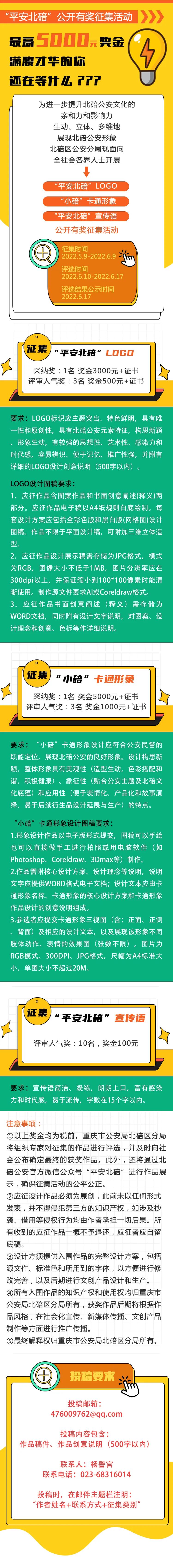 有创意你就来!最高5000奖金!平安北碚LOGO、卡通形象、宣传语公开征集啦!
