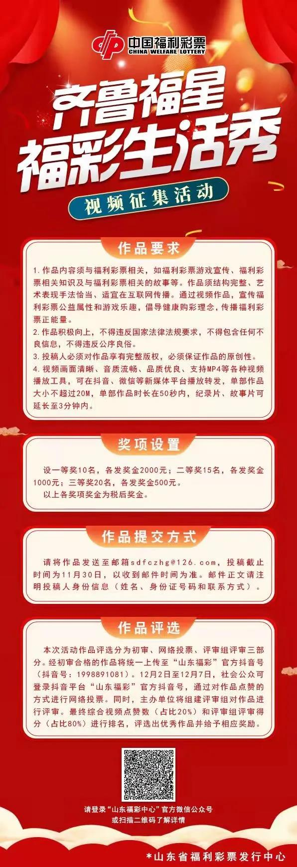 “齐鲁福星 福彩生活秀”视频征集活动