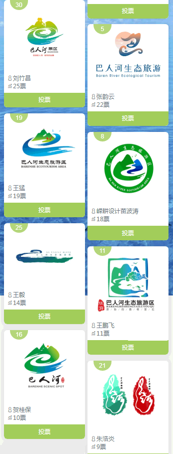 巴人河生态旅游区LOGO征集投票